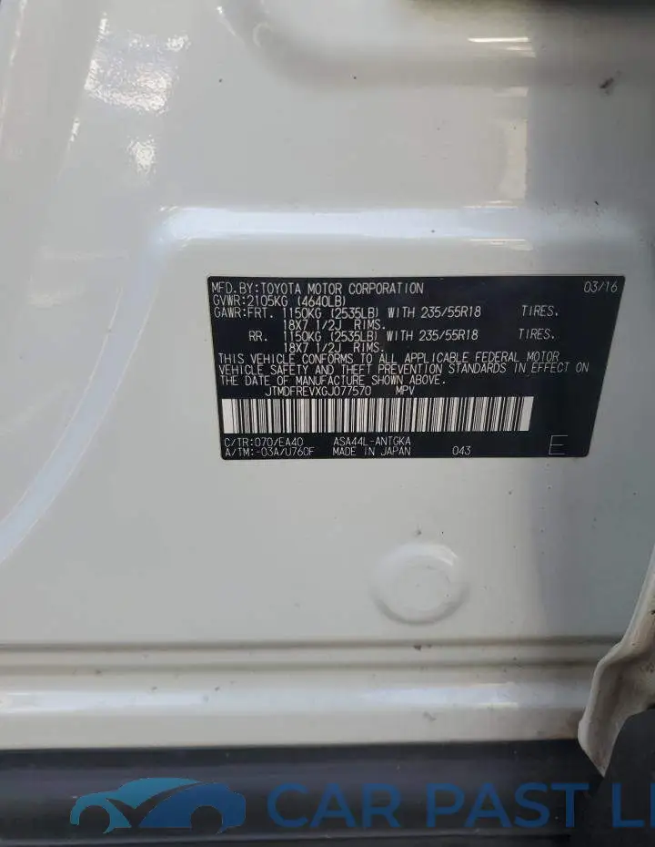 JTMDFREVXGJ077570# 13