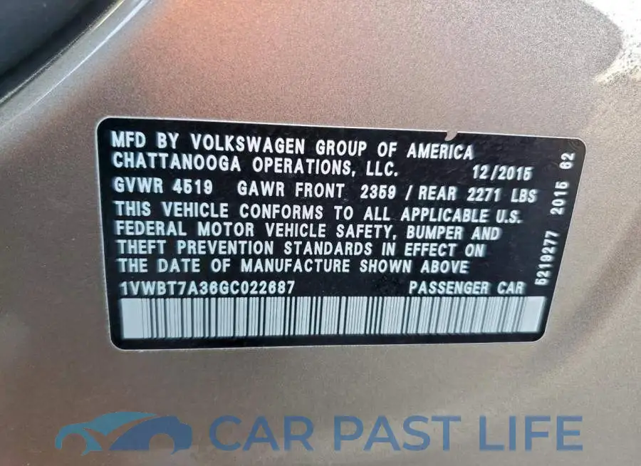 1VWBT7A36GC022687# 12