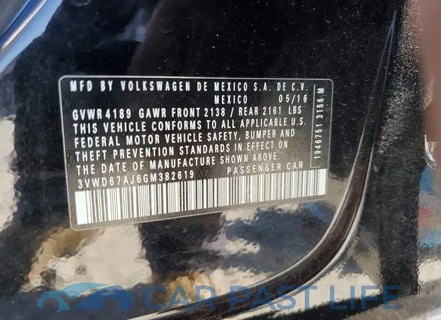 3VWD67AJ6GM382619# 13