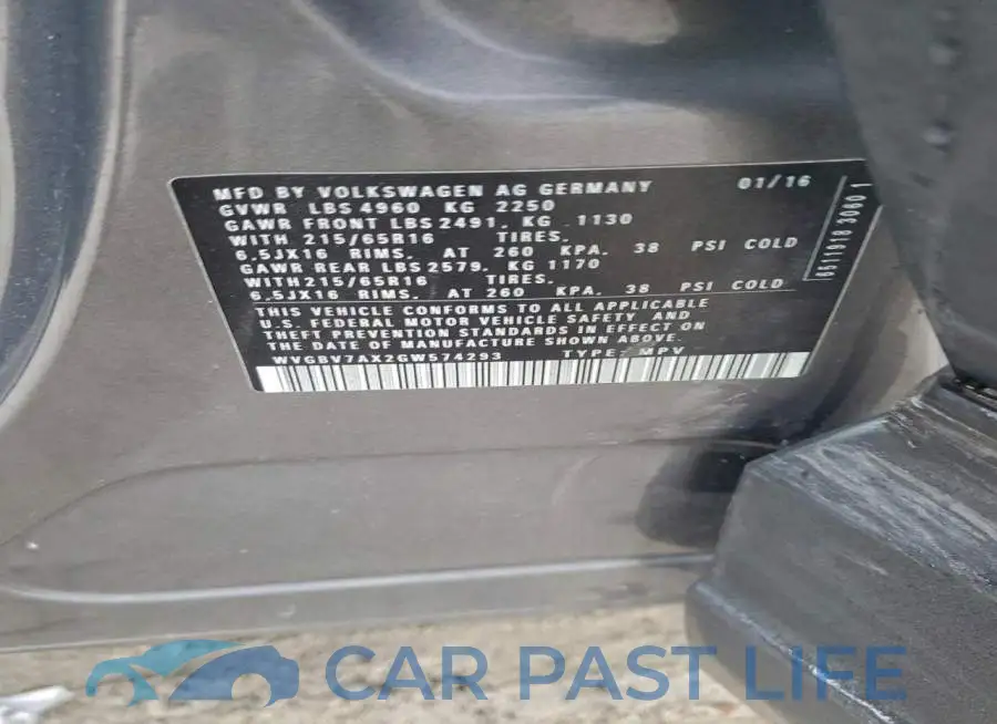 WVGBV7AX2GW574293# 13