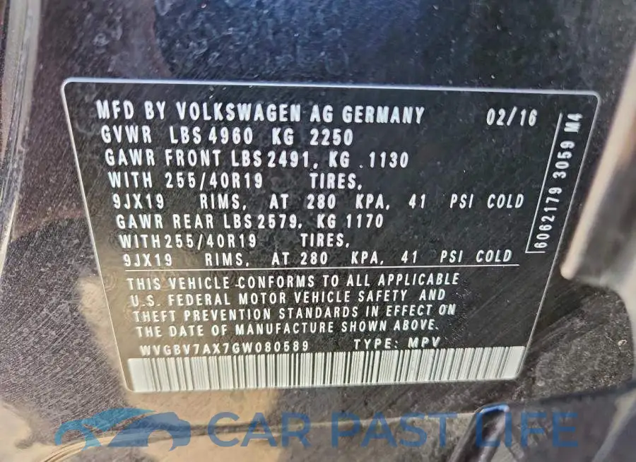 WVGBV7AX7GW080589# 13