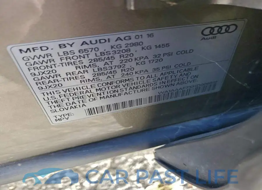 WA1AAAF7XHD006012# 13