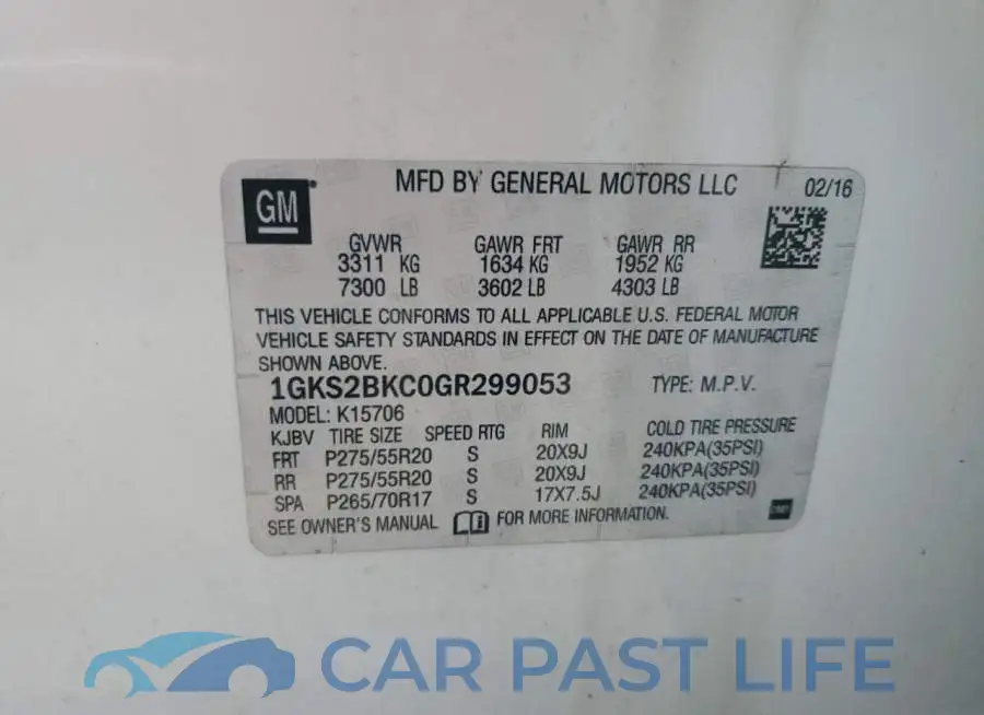 1GKS2BKC0GR299053# 14