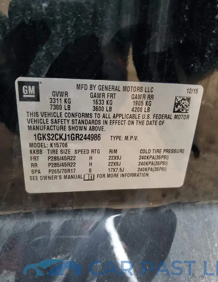 1GKS2CKJ1GR244986# 13