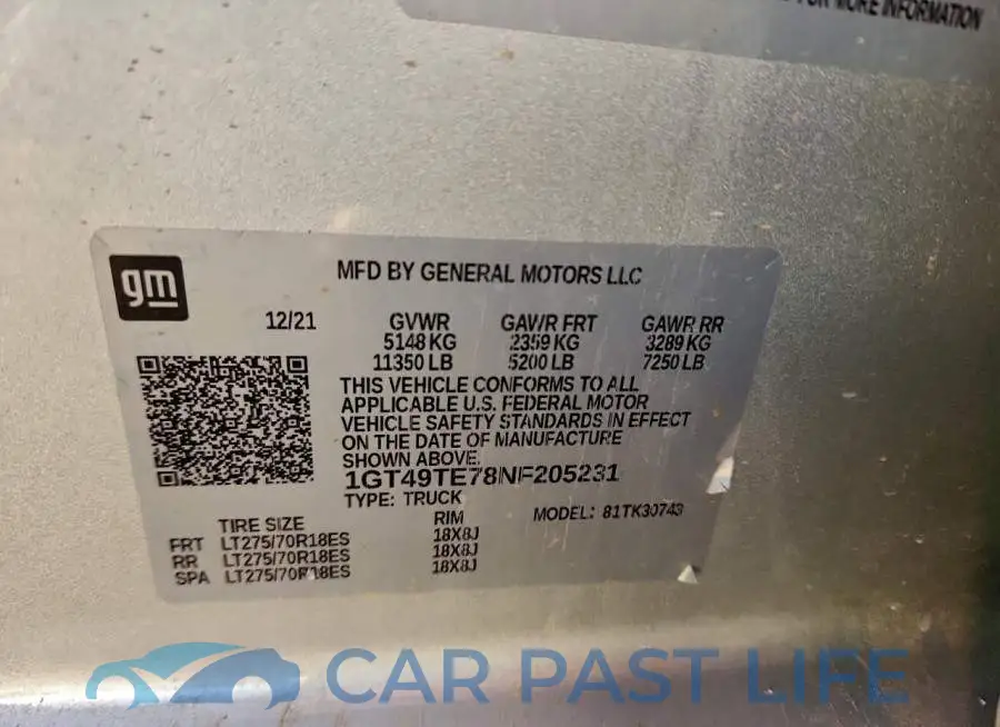 1GT49TE78NF205231# 12