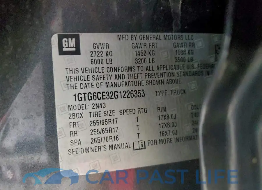 1GTG6CE32G1226353# 13