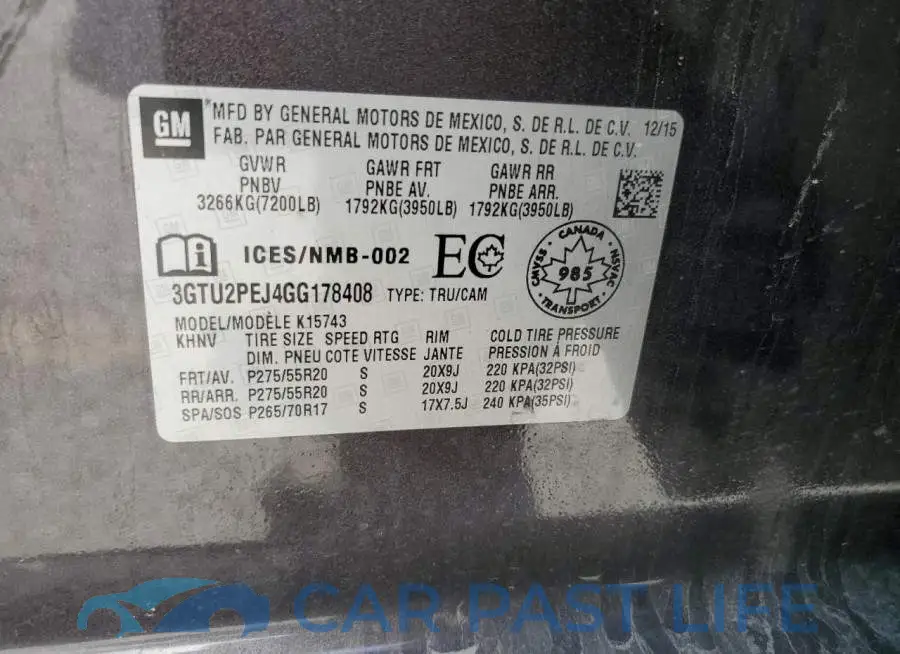 3GTU2PEJ4GG178408# 12