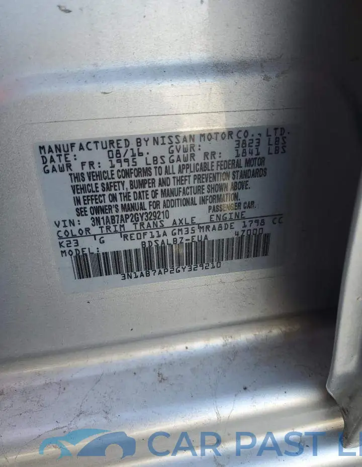 3N1AB7AP2GY329210# 12