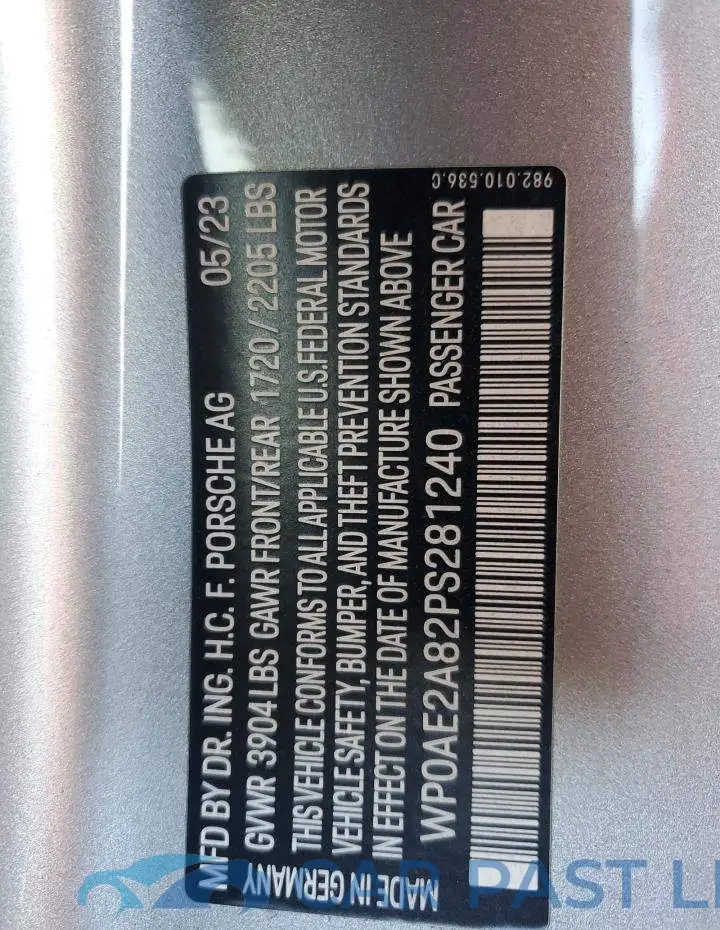 WP0AE2A82PS281240# 12