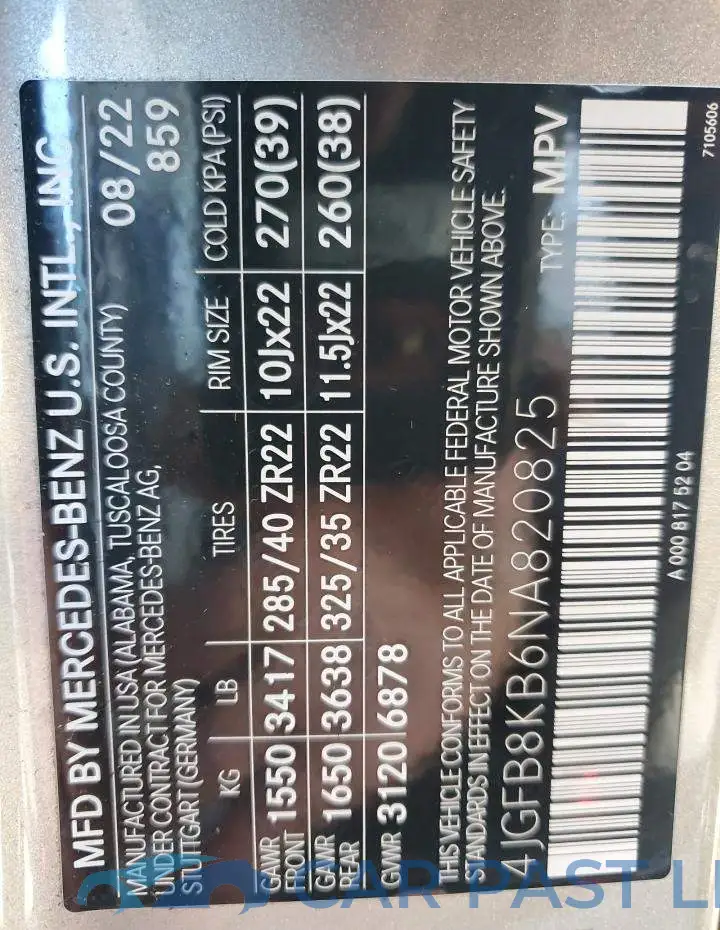 4JGFB8KB6NA820825# 13