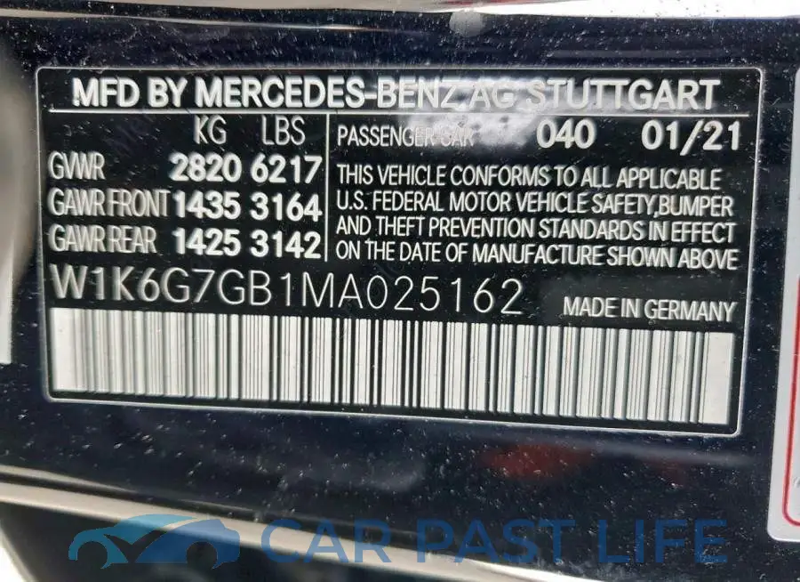 W1K6G7GB1MA025162# 12