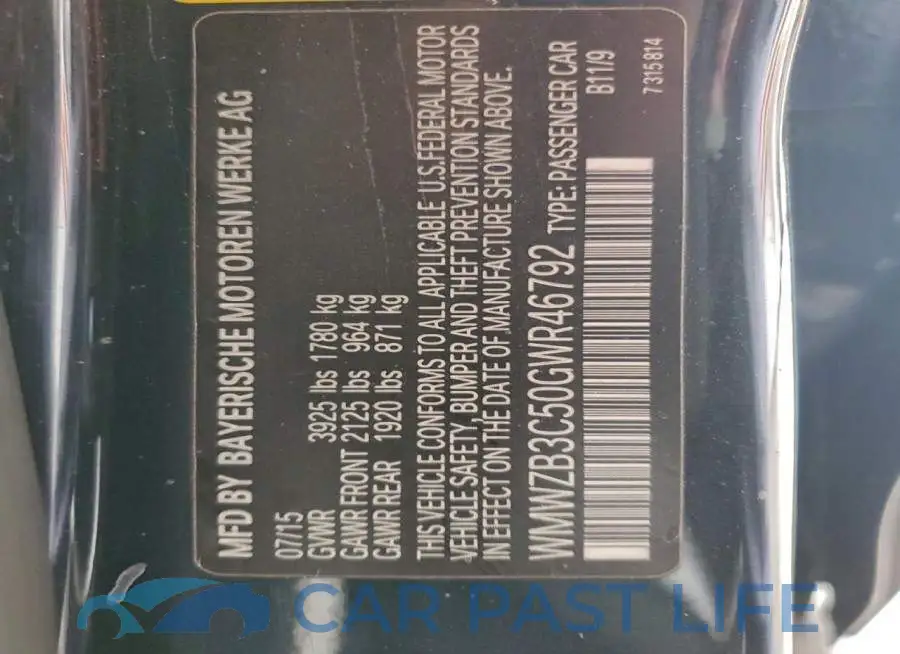 WMWZB3C50GWR46792# 12