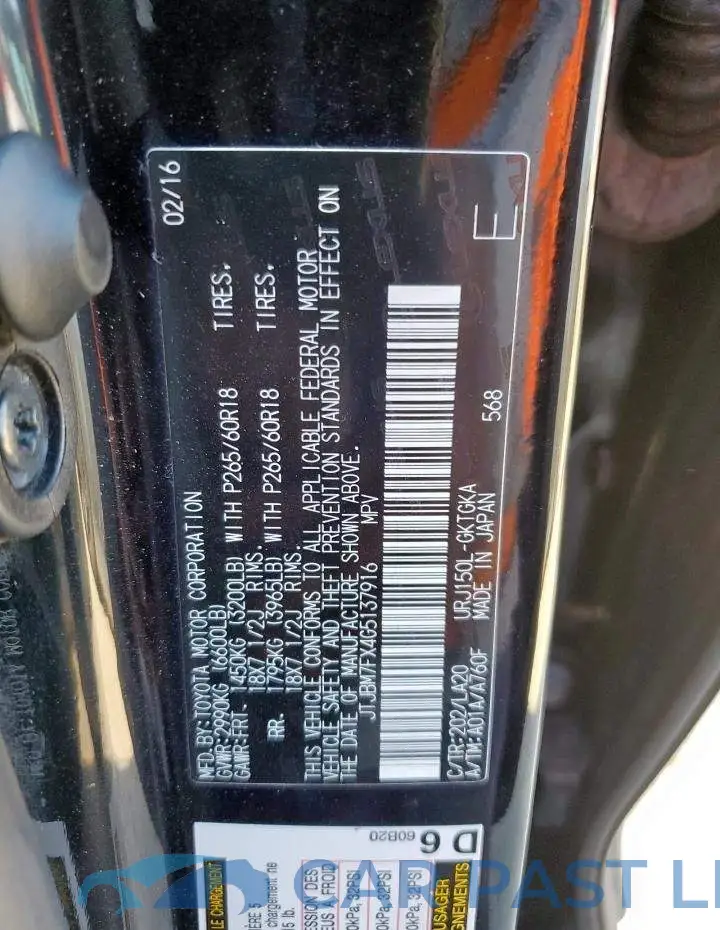 JTJBM7FX4G5137916# 14