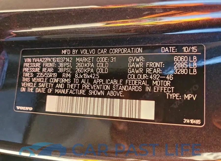 YV4A22PK1G1037142# 13