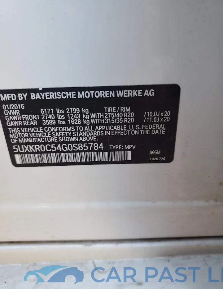 5UXKR0C54G0S85784# 13