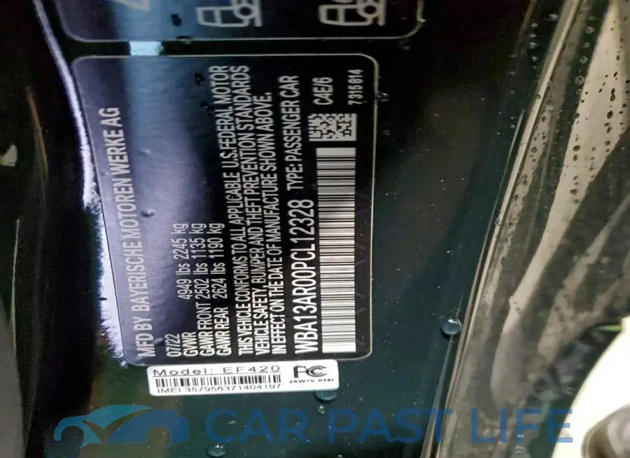 WBA13AR00PCL12328# 12
