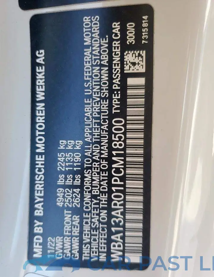 WBA13AR01PCM18500# 13