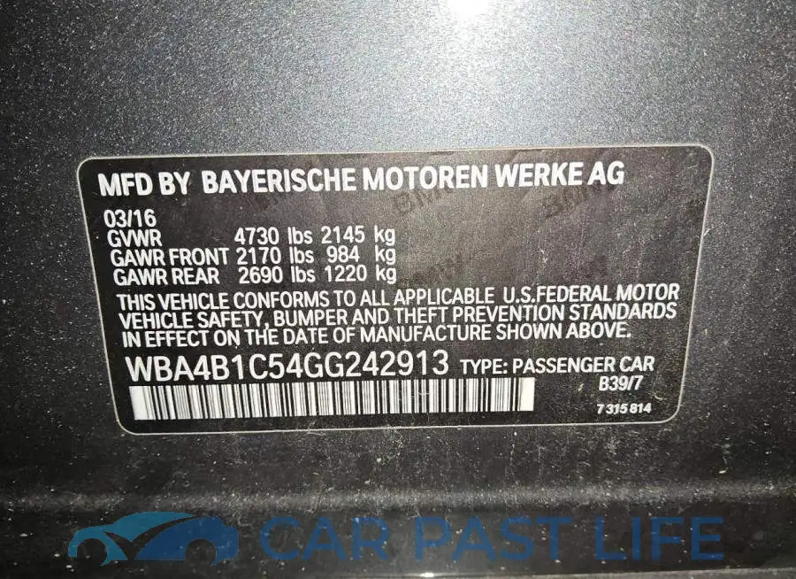 WBA4B1C54GG242913# 12