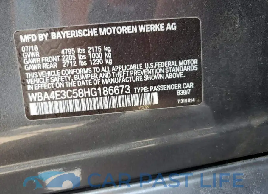 WBA4E3C58HG186673# 12