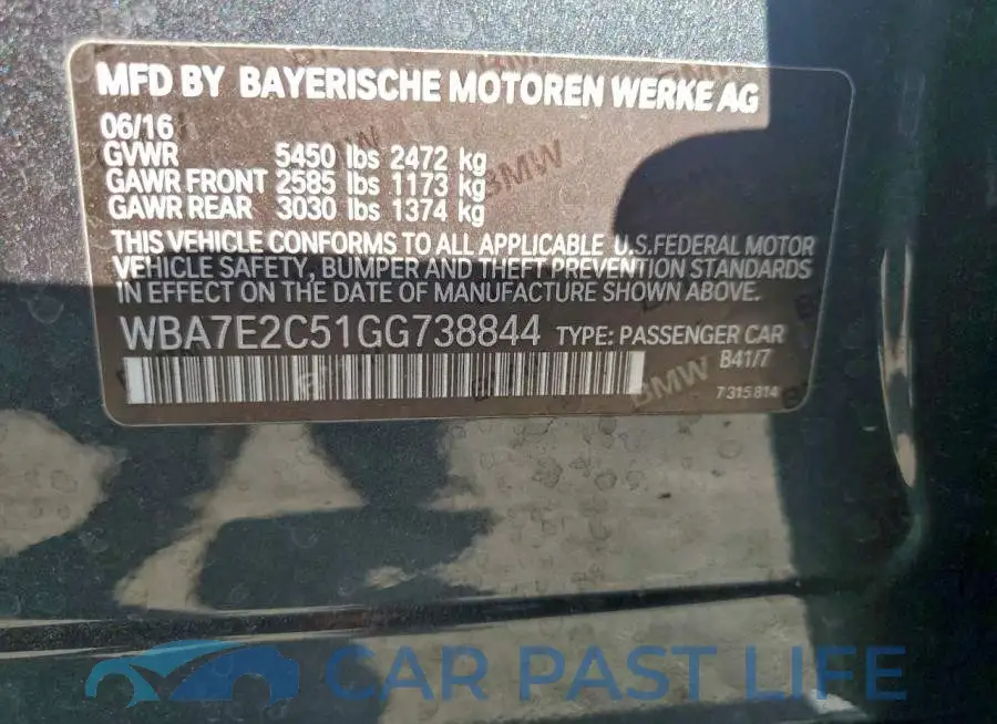 WBA7E2C51GG738844# 12