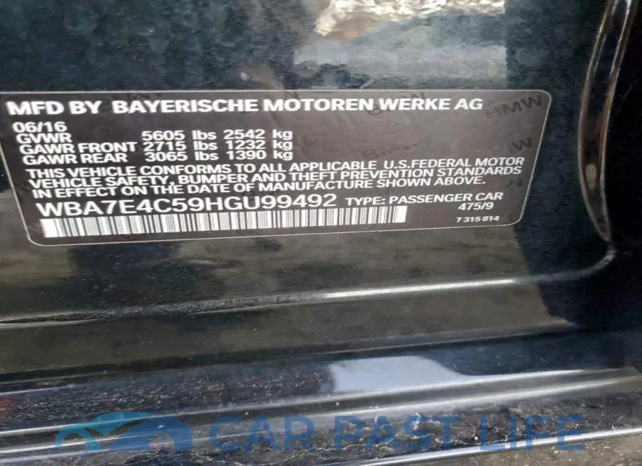 WBA7E4C59HGU99492# 12