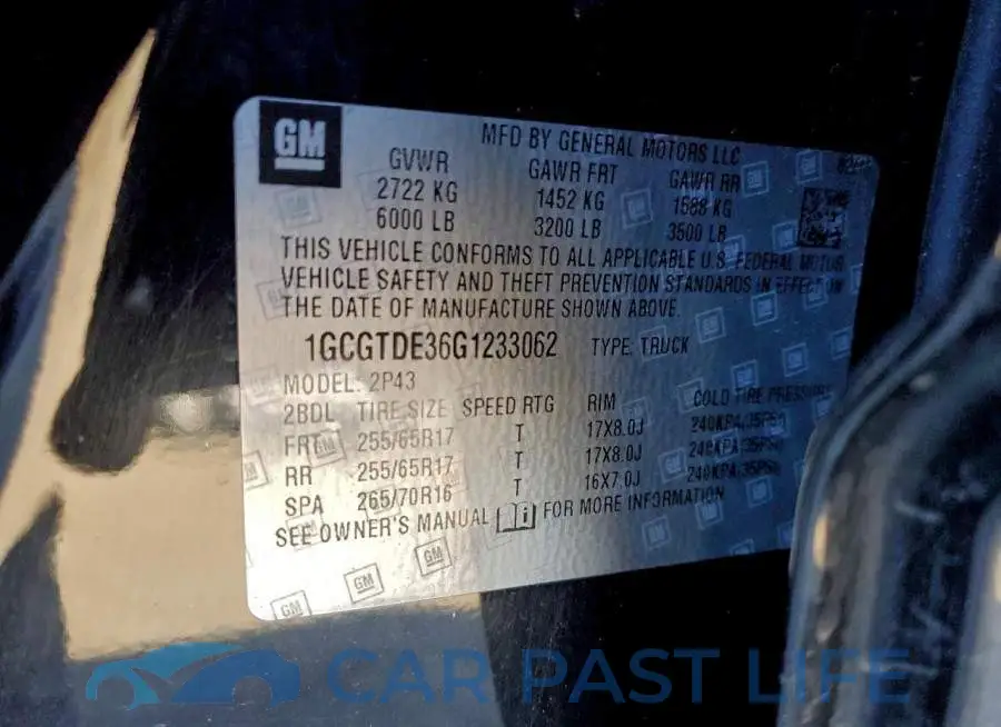 1GCGTDE36G1233062# 12