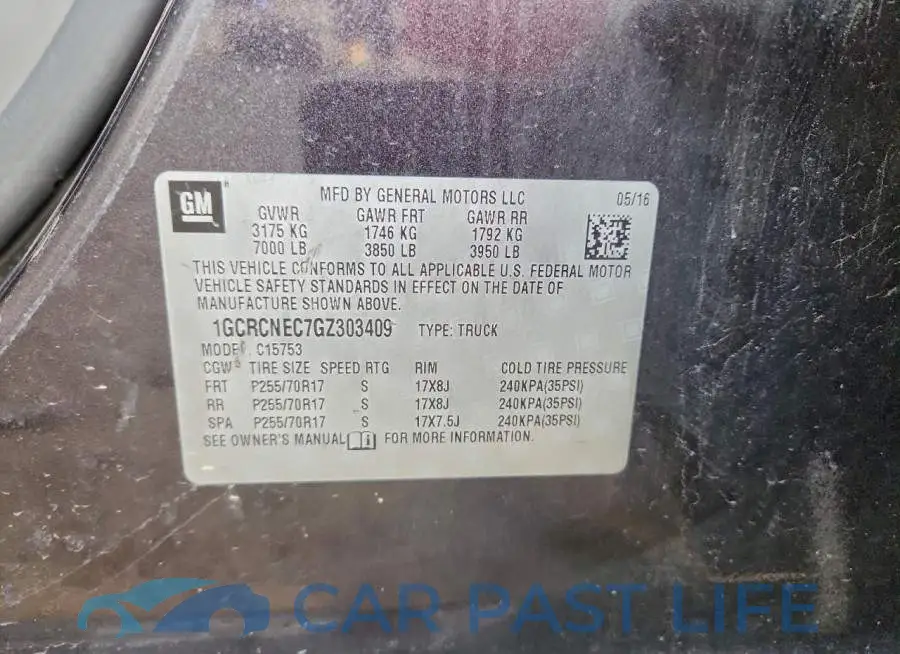 1GCRCNEC7GZ303409# 12