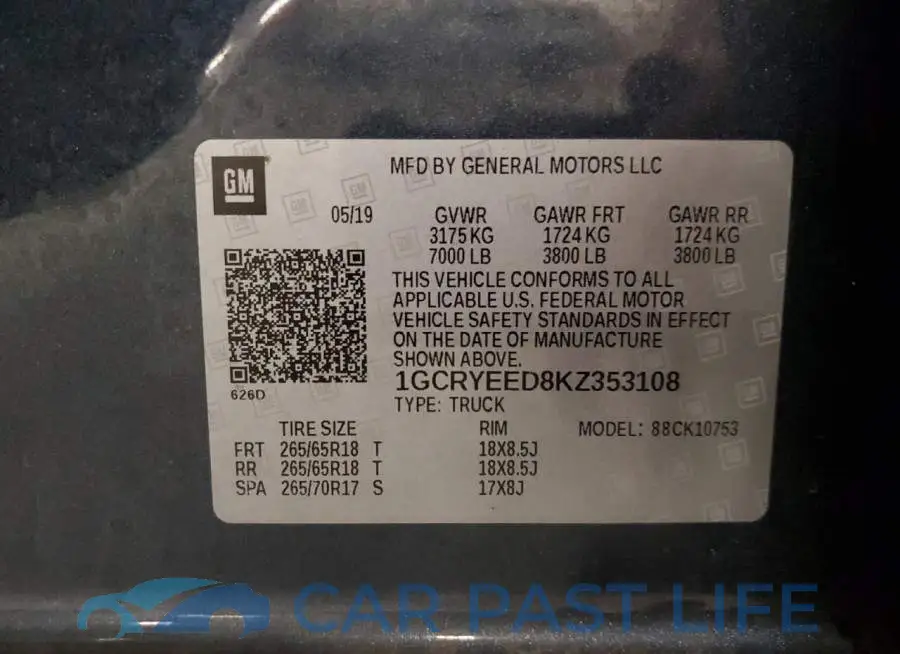 1GCRYEED8KZ353108# 13