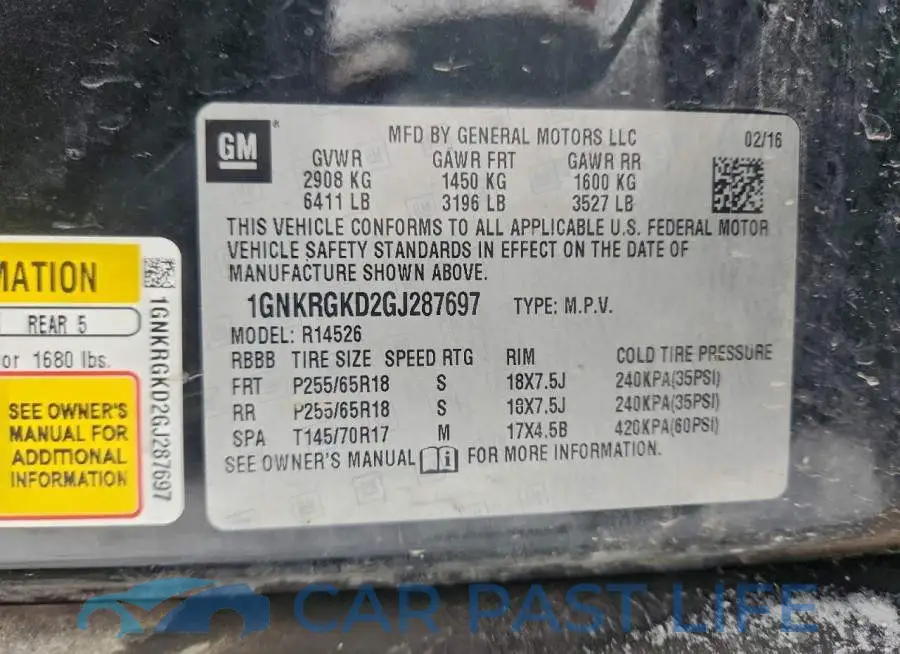 1GNKRGKD2GJ287697# 13