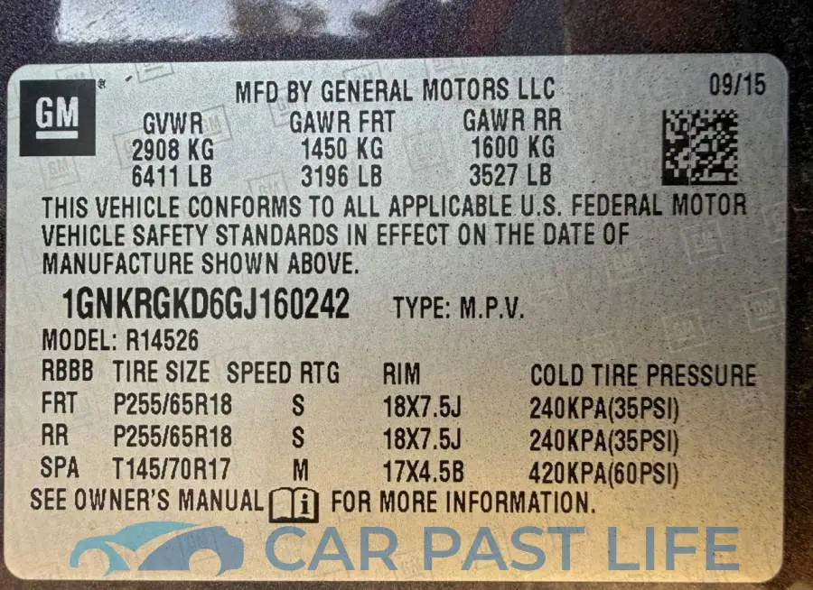 1GNKRGKD6GJ160242# 15