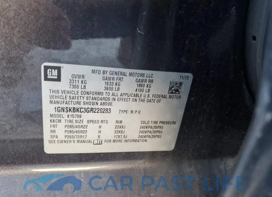 1GNSKBKC3GR220283# 13