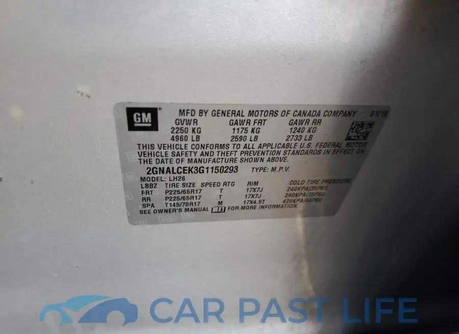 2GNALCEK3G1150293# 13