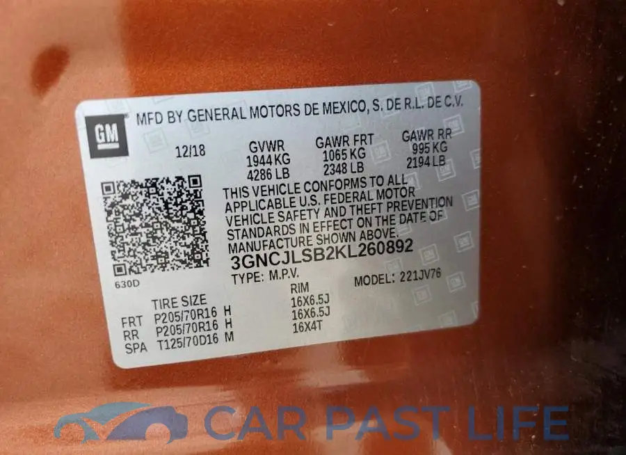 3GNCJLSB2KL260892# 13