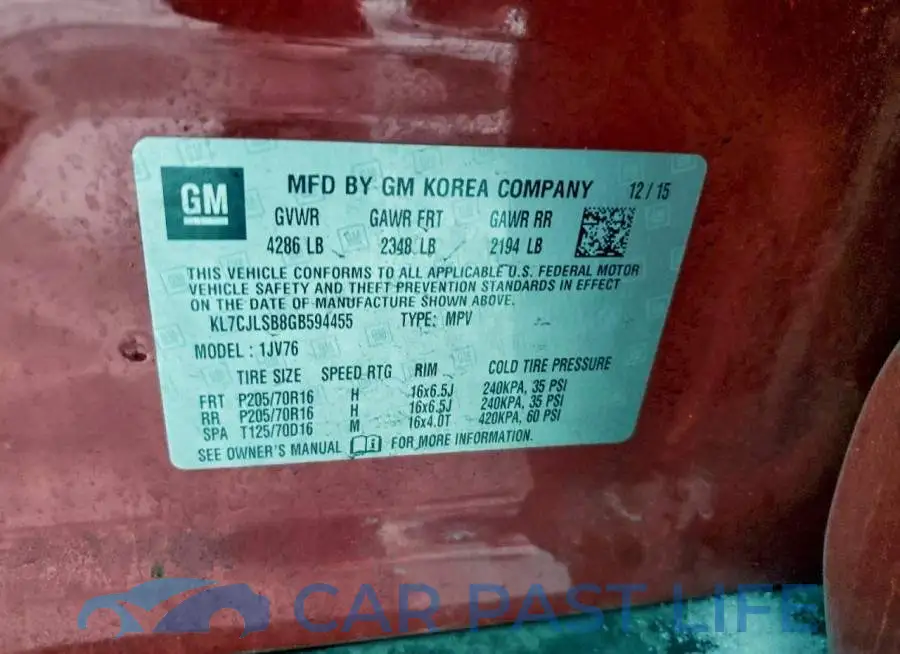 KL7CJLSB8GB594455# 12