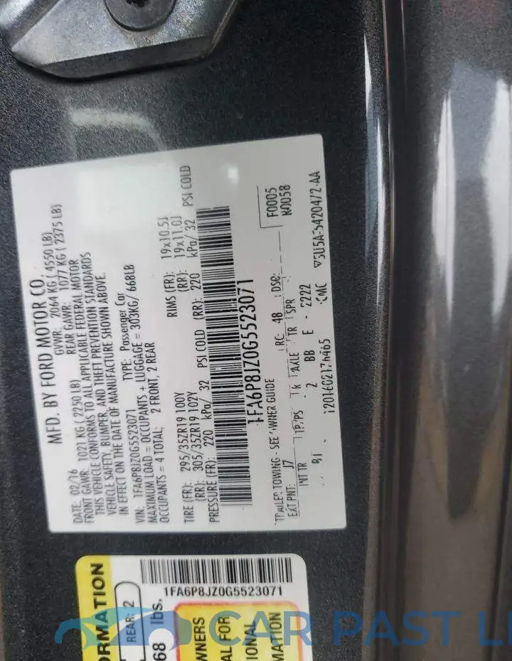 1FA6P8JZ0G5523071# 12