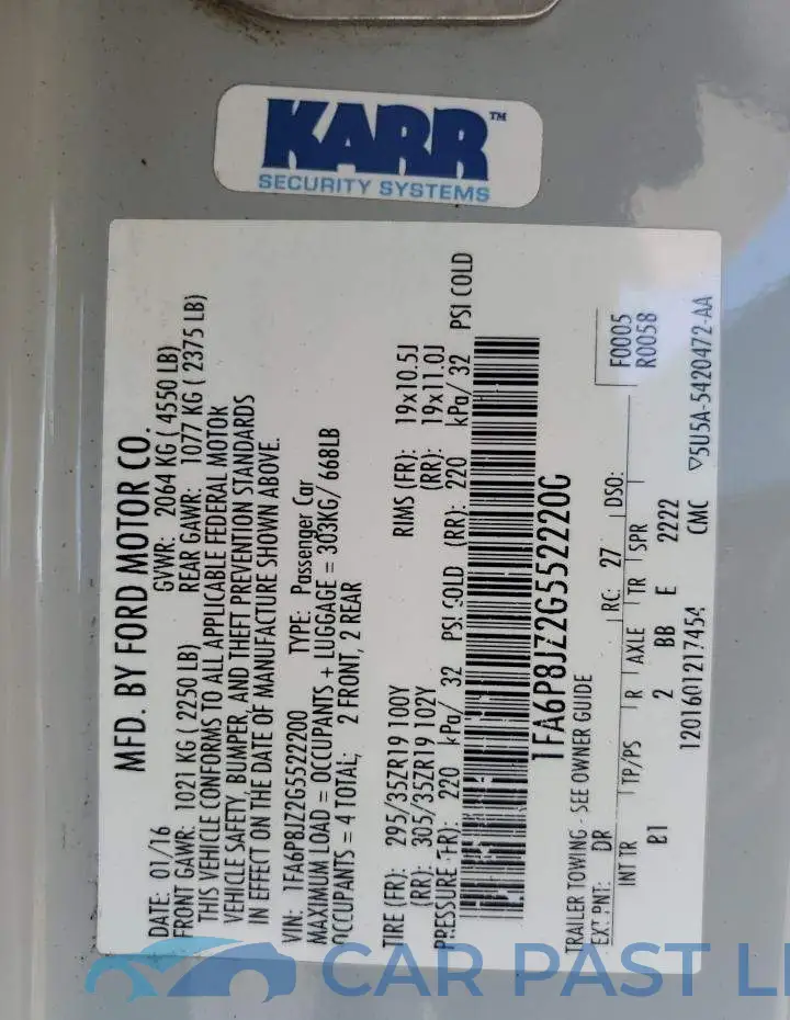 1FA6P8JZ2G5522200# 12