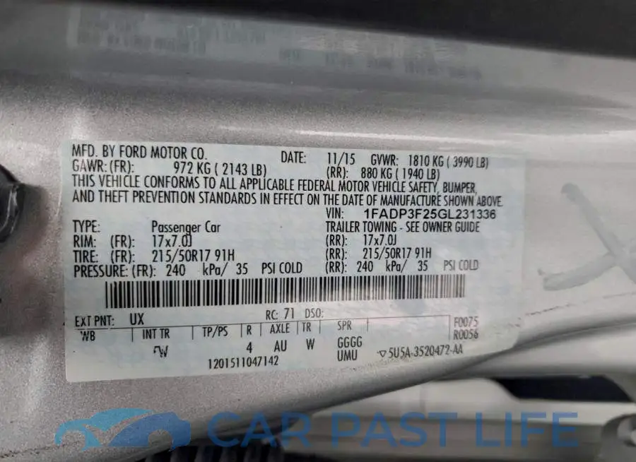 1FADP3F25GL231336# 12