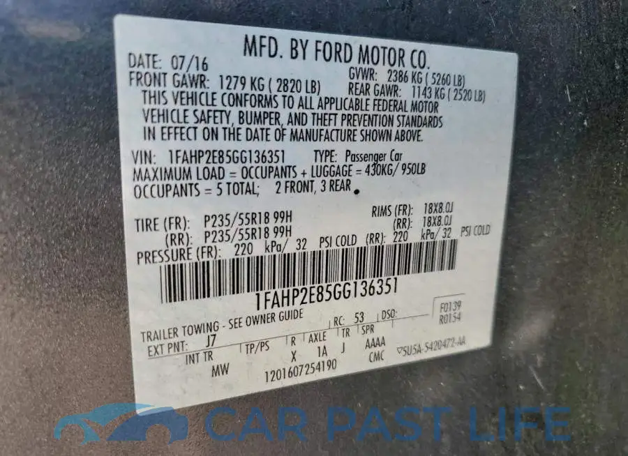 1FAHP2E85GG136351# 13