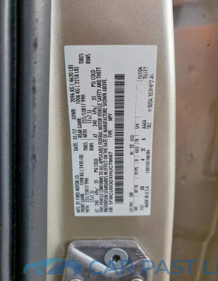 1FMCU0GDXHUC78687# 13