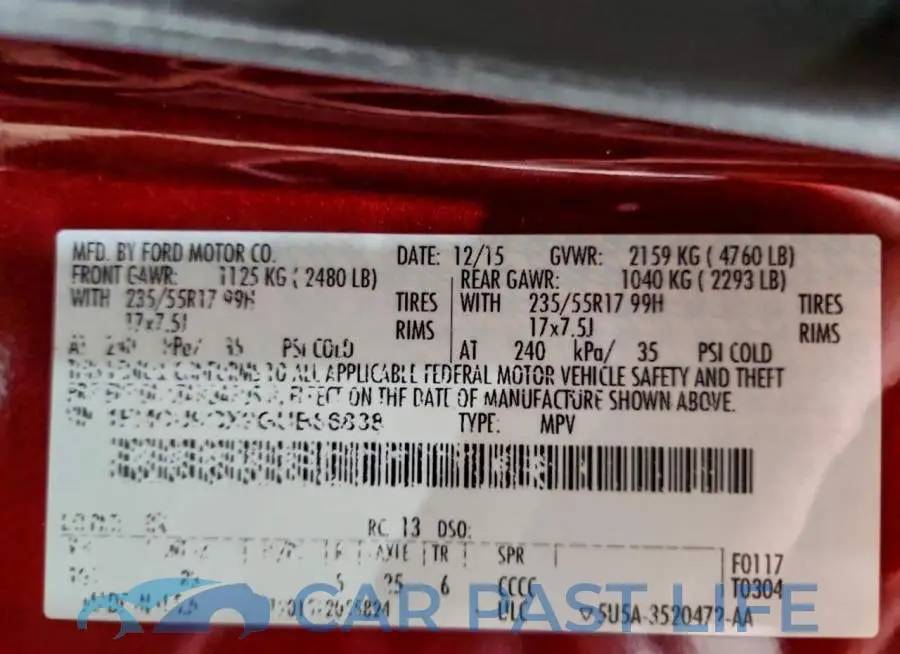 1FMCU9GX9GUB86838# 13