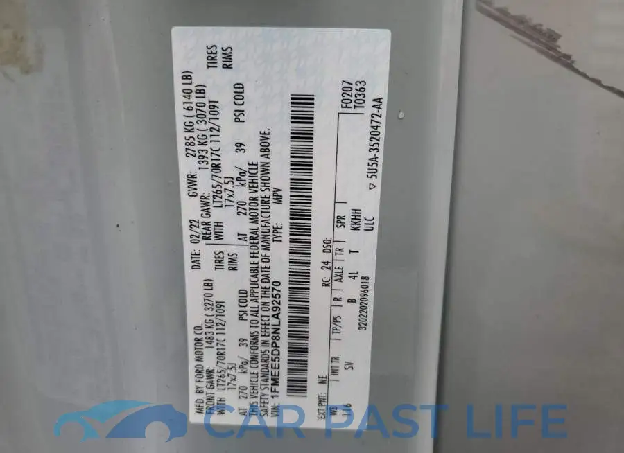 1FMEE5DP8NLA92570# 12