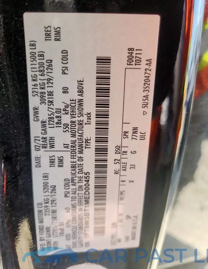 1FT8W3BT1MED00455# 12