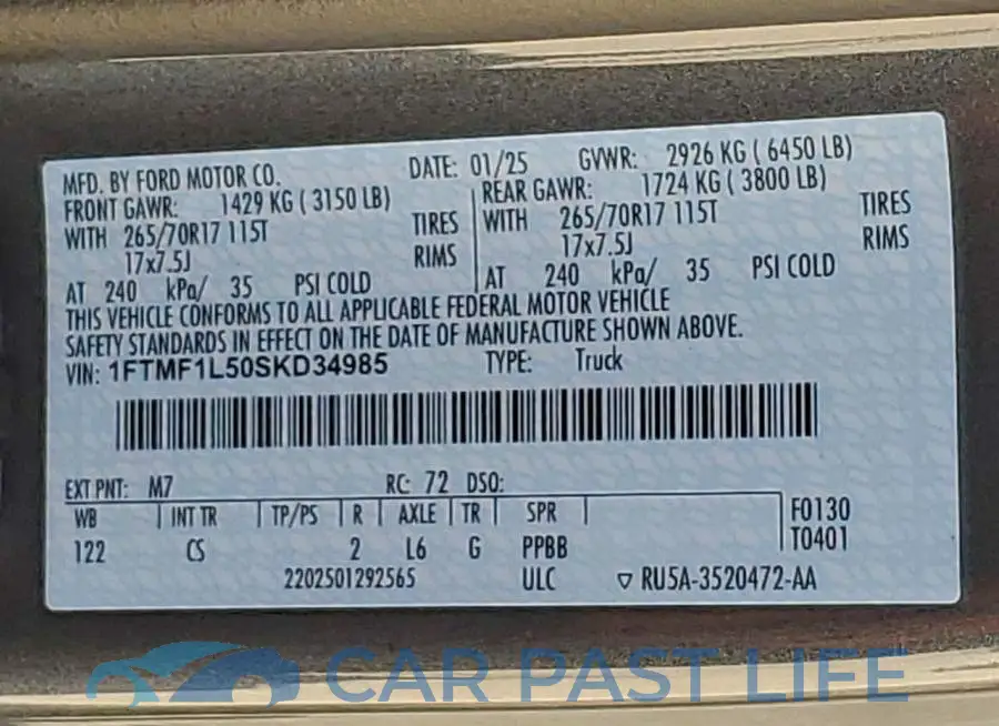 1FTMF1L50SKD34985# 12