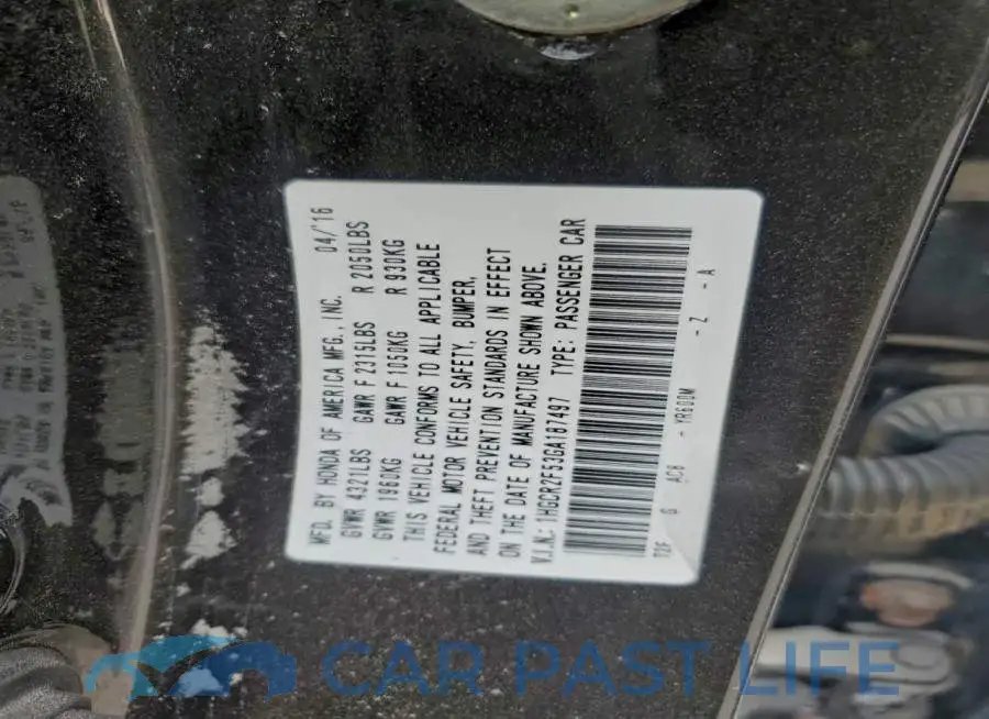 1HGCR2F53GA187497# 12