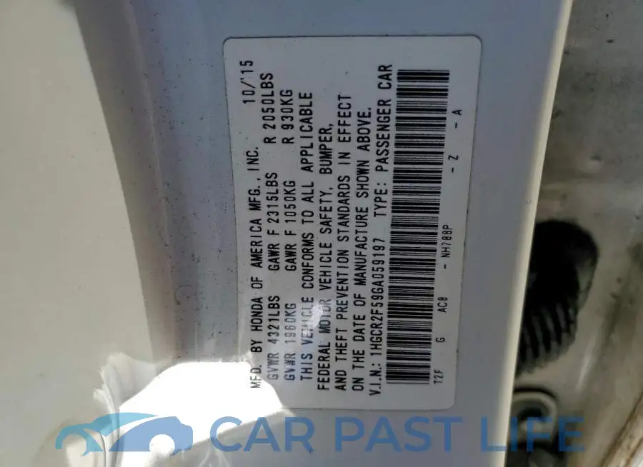 1HGCR2F59GA059197# 12
