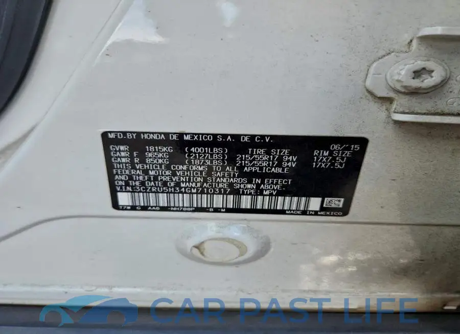 3CZRU5H34GM710317# 12
