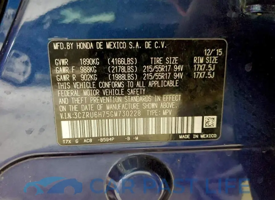 3CZRU6H75GM730228# 13