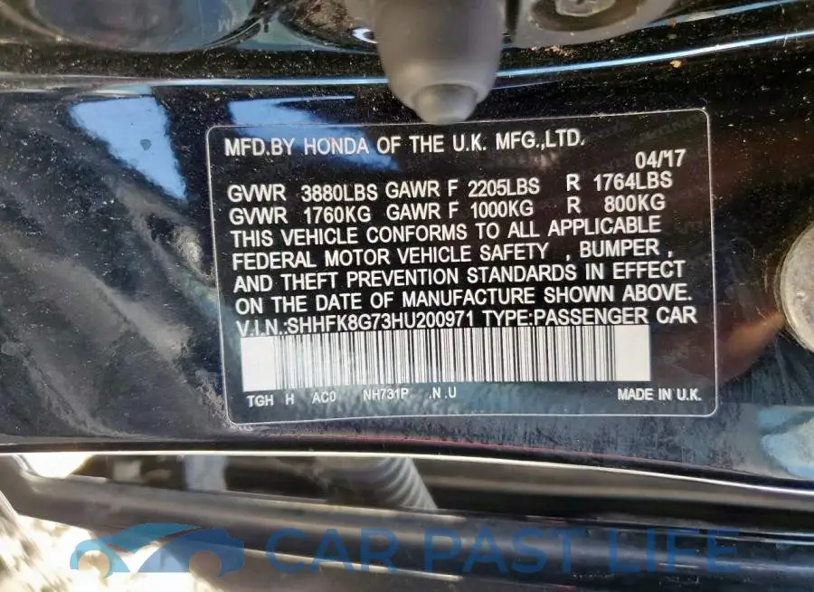SHHFK8G73HU200971# 12