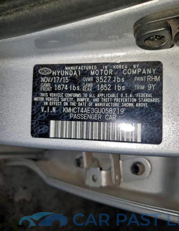 KMHCT4AE3GU058219# 12