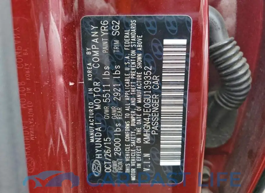 KMHGN4JE0GU139352# 12
